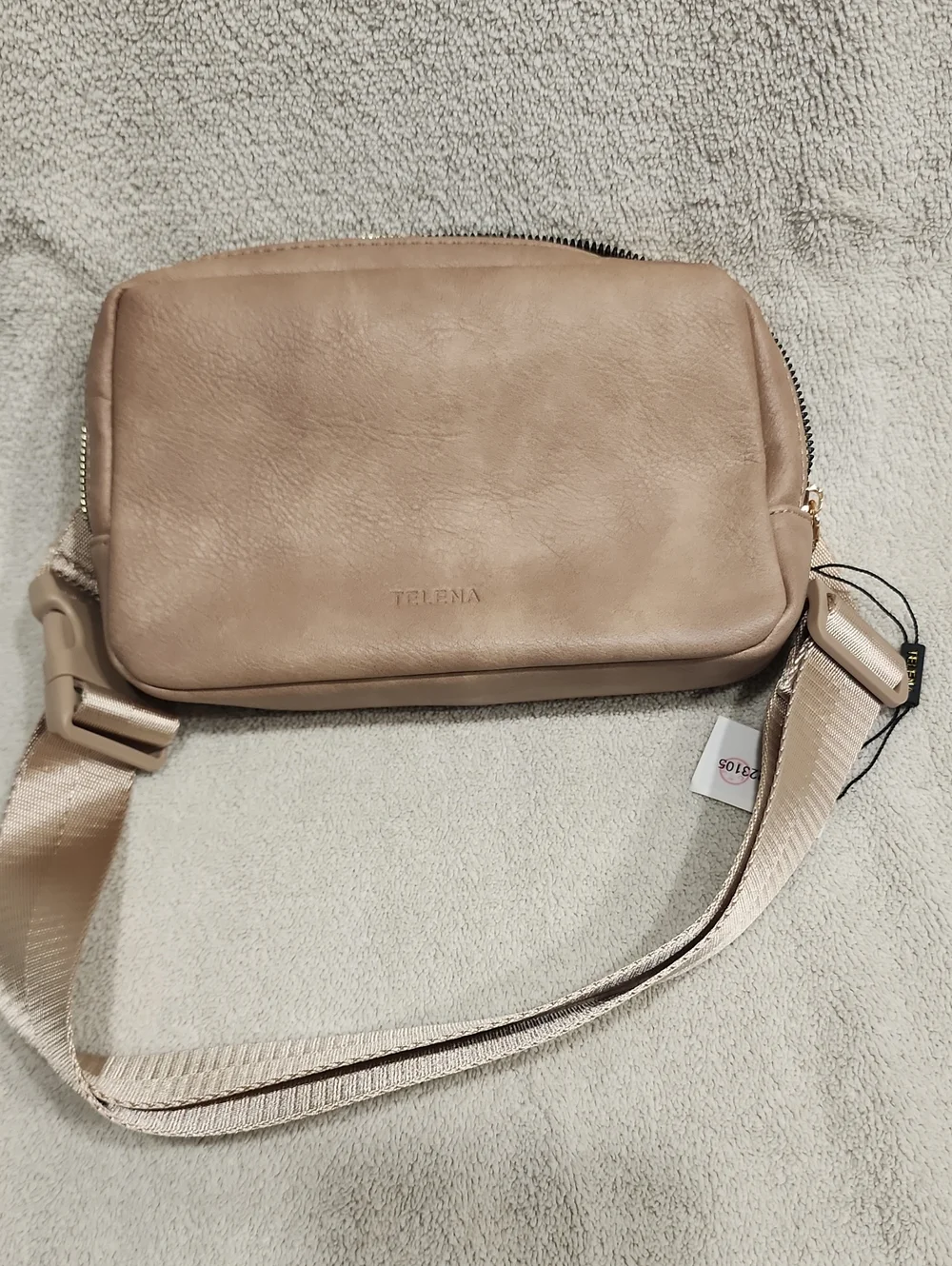 TELENA Taupe Crossbody Bag with Adjustable Strap